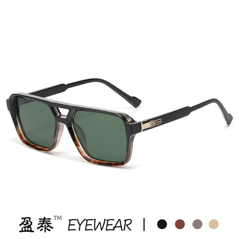 2026 New Korean Style Men's Aviator Glasses Retro Double Bridge Square Frame Sunglasses Street Photography Sunglasses Women's Spot Wholesale