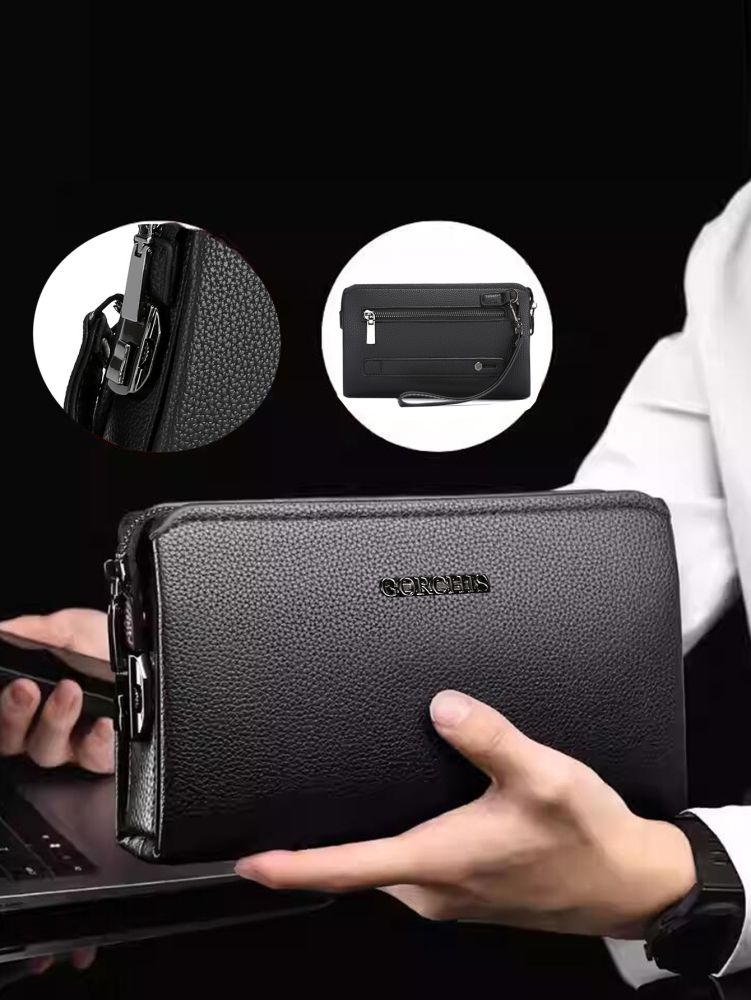 New Men's Clutch Bag Fingerprint Lock Anti-Theft Large Capacity Hand-Grab Bag Wallet Business High-End Men's Bag