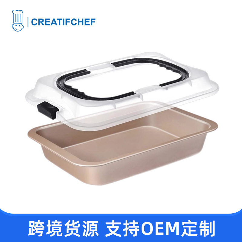 Tiramisu Mold + Brownie Baking Pan with Lid Cross-border In-Stock Bakeware Baking Mold with Plastic Lid Baking Tray