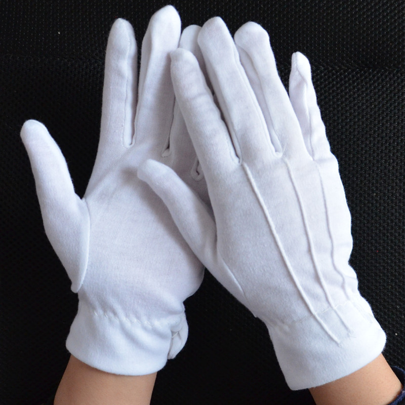 Rückenstreifen-Handschuhe mit Schnalle, Zeremonienhandschuhe, Baumwoll-Dreistreifen-Handschuhe, Handschuhe für Verkehrsregler, Fahrer, Vorführungen, Sicherheitspersonal und Concierge