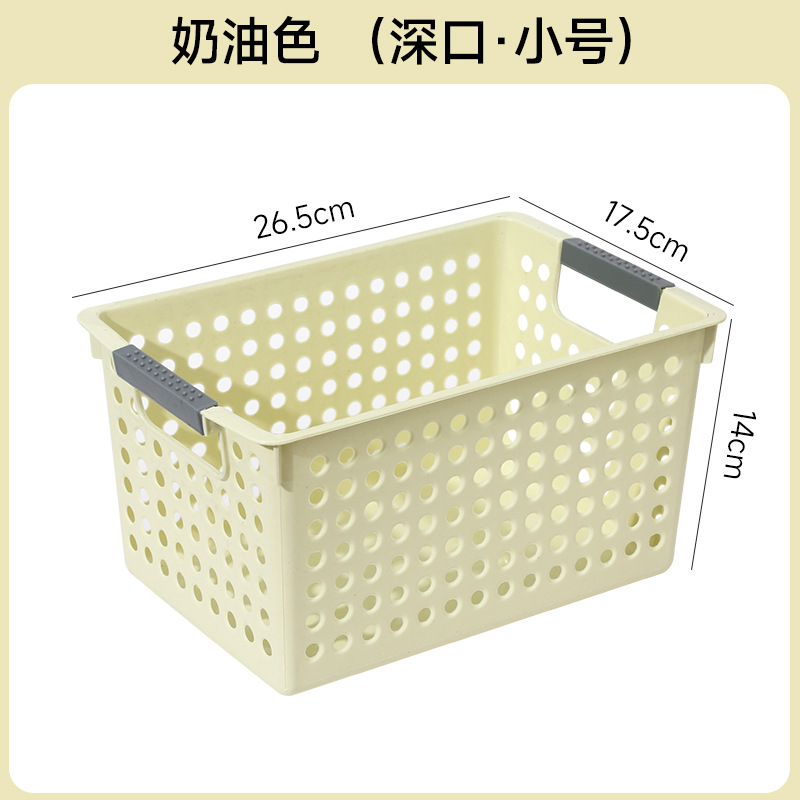 Plastic storage basket for desktop and kitchen organization