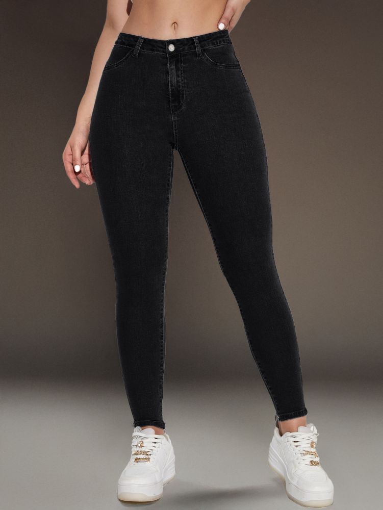 Women's Slim Pencil Jeans, Stretch Denim, High Waist