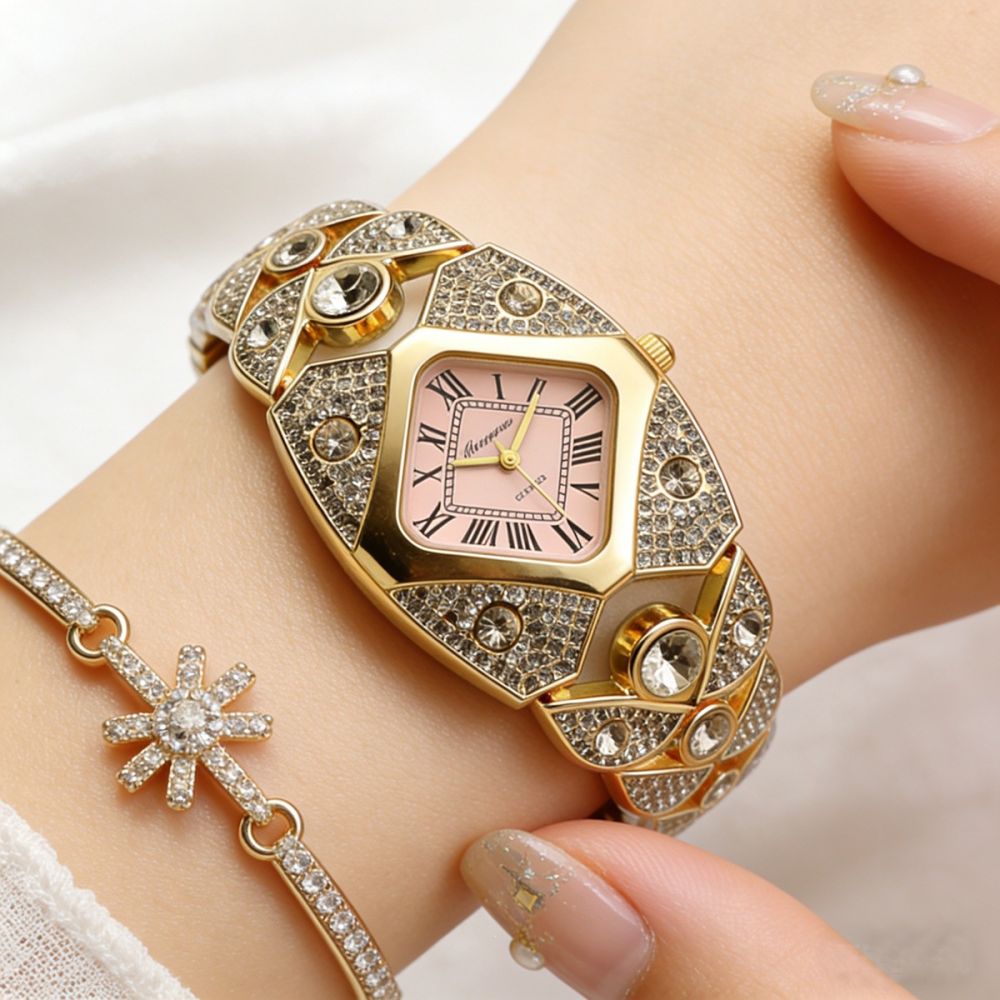 Damen Quarz-Armbanduhr mit Strass, Nischendesign
