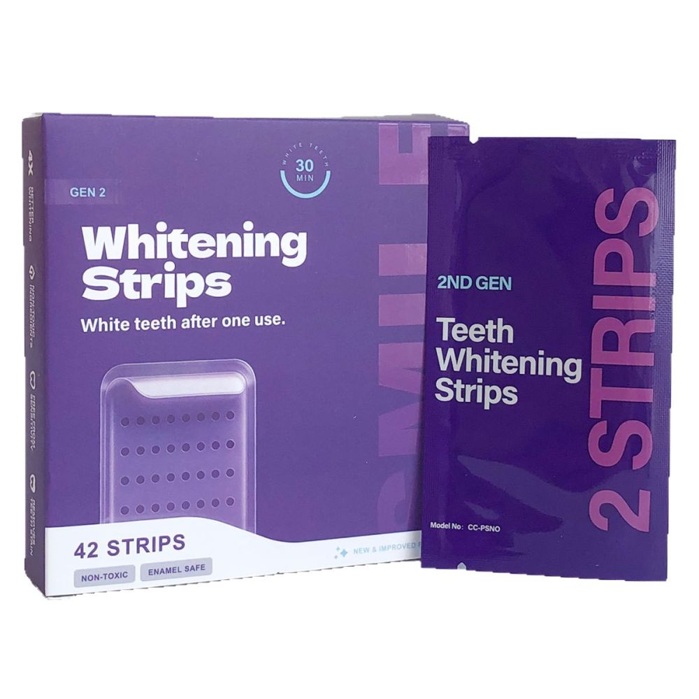 Purple teeth whitening strips, generation 2, gentle cleaning