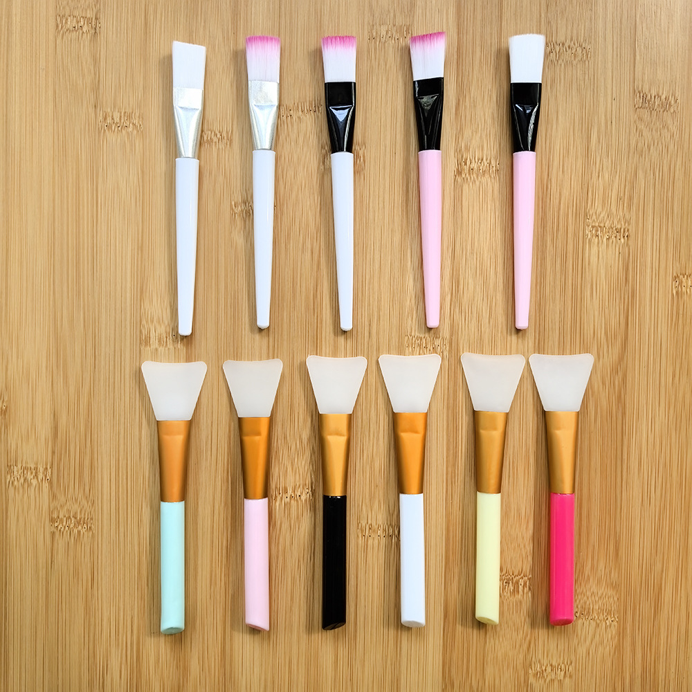Stok Makyöz Fırçası Beyaz Sap Pembe Sap Yumuşak Kıl Makyöz Fırçası Silikon Makyöz Fırçası Çamur Masken Fırçası Aplikatör Ağartma Fırçası