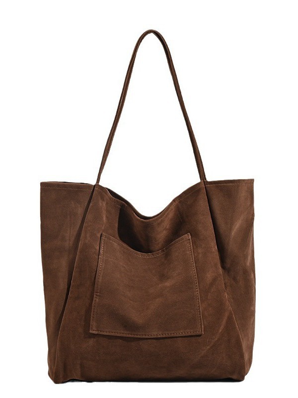 Großvolumige Schultasche aus Veloursleder in Herbst-Winter-Kollektion, Lazy-Style-Design, vielseitig kombinierbar, Handtasche mit großem Fassungsvermögen für Studentinnen und zum Einkaufen - 5
