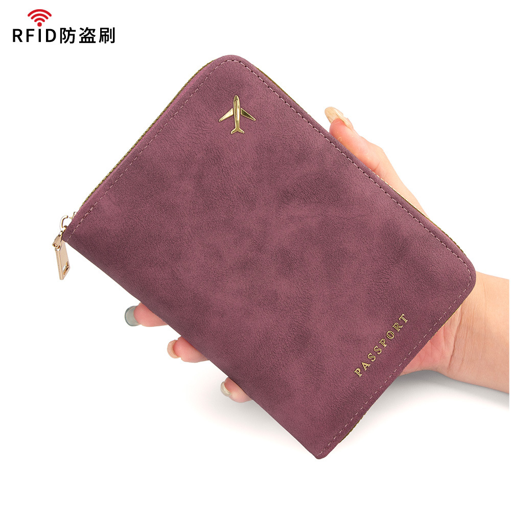 Reisepass-Tasche RFID-Schutz Vintage mehrere Fächer mit Reißverschluss