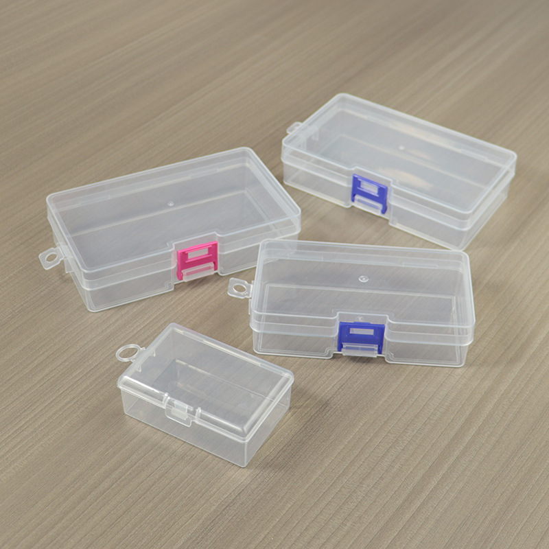 Rechteckige Lagerkiste mit Verschluss, transparente Kunststoff-Leerbox mit Deckel, Stiftbox, PP-Box, Komponentenbox, Verpackungs- und Organisierungsbox