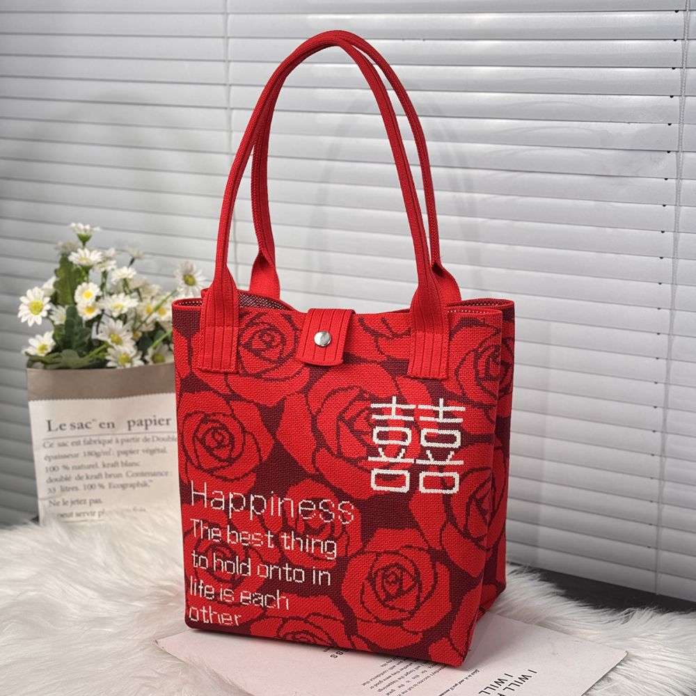 Koreanischer Pendler-Stricktote mit großem Fassungsvermögen, Feriengeschenk, Neujahrsgeschenkbeutel, Tragetasche, Handtasche, Umhängetasche