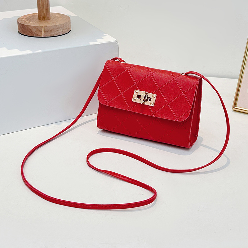 2024 neue diamantgeprägte kleine quadratische Tasche mit Schloß und Trageriemen tägliche einfache Geldbörse für Kleingeld modische kleine Tasche Dropshipping - 9