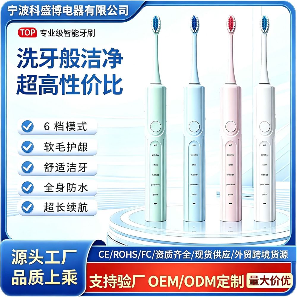 CN-1798 Electric Toothbrush, USB Rechargeable, Waterproof, 6 Modes