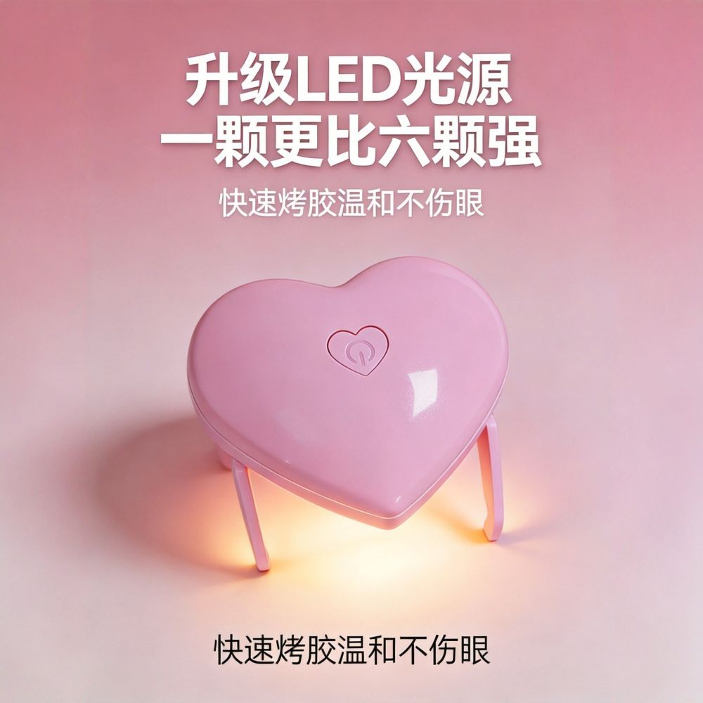 Herzförmige USB-tragbare Nagel-UV-Lampe, 5 LEDs, schnelle Trocknung