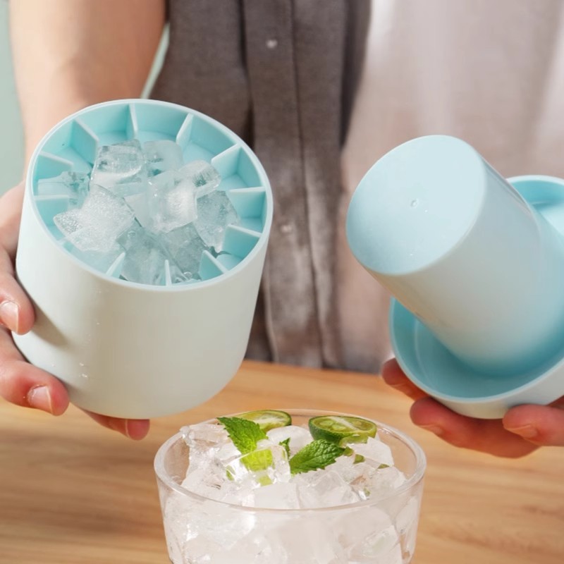 Silikon Buz Kalıbı Buz Küpü Kalıbı Kolay Çıkarma Silindir Buz Kalıbı Mini Buz Kovası Buz Kutusu Saklama Kutusu - 4