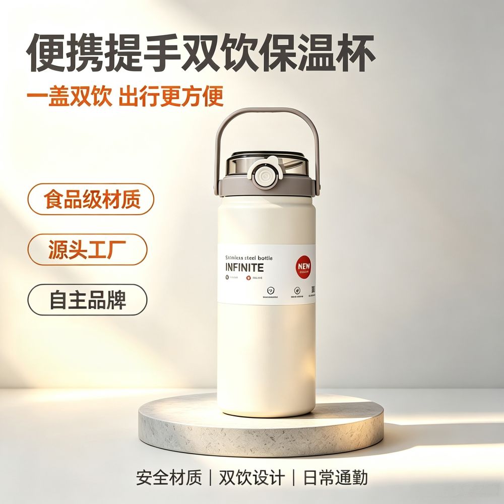 Komfortable und elegante, große Thermoflasche, einfache und tragbare Geschenk-Wasserflasche für Sport- und Outdoor-Nutzung - 1