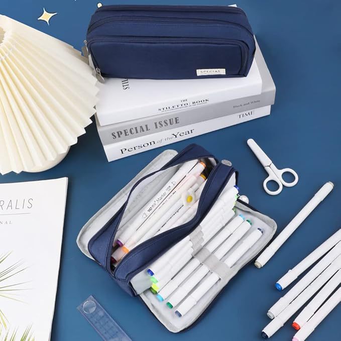 Korean-Style Canvas Pencil Case, Large Capacity, Multifunctional for Students