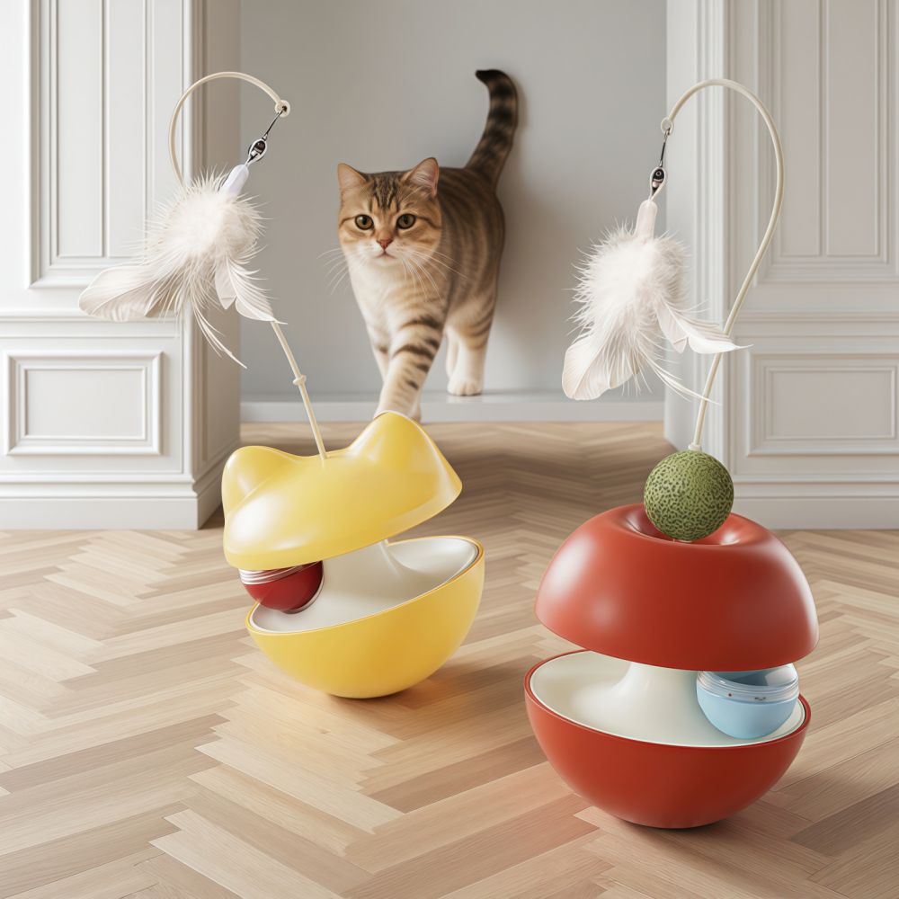 Weeble Cat Teaser Wand with Bell, Washable, Catnip Duck Toy