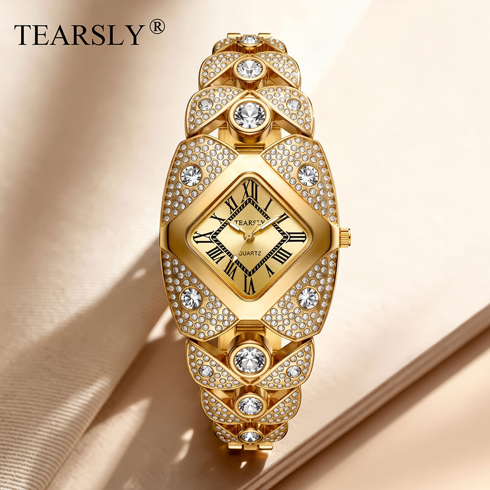 Women's quartz watch, diamond-studded vintage bracelet style - 1