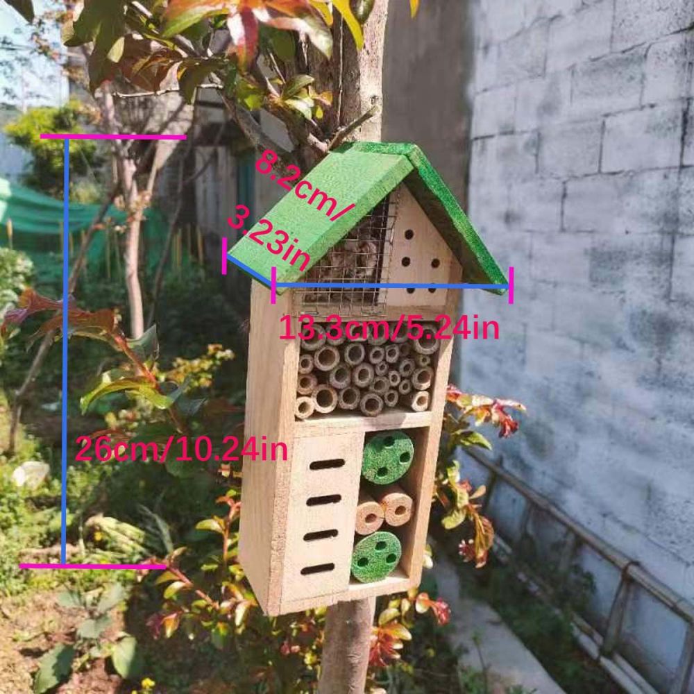 Lagerware Holz-Insektenhotel, Insektenhotel Kindergarten Schule Lernmaterial mit Solarleuchte, Bienenwabe