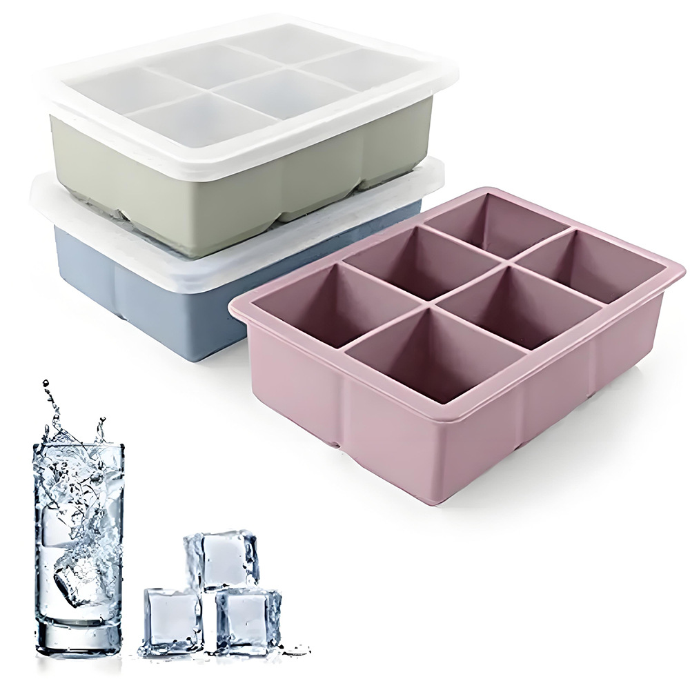 Food Grade Silicone Ice Cube Tray 8-Grid Whiskey Ice Cube Mold with Lid Ice Box Home Large Capacity Ice Cube Mold - 6