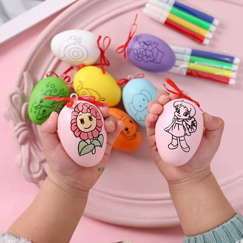 Easter Kids DIY Hand-Painted Egg Coloring Set, Educational Gift for Primary School Childre