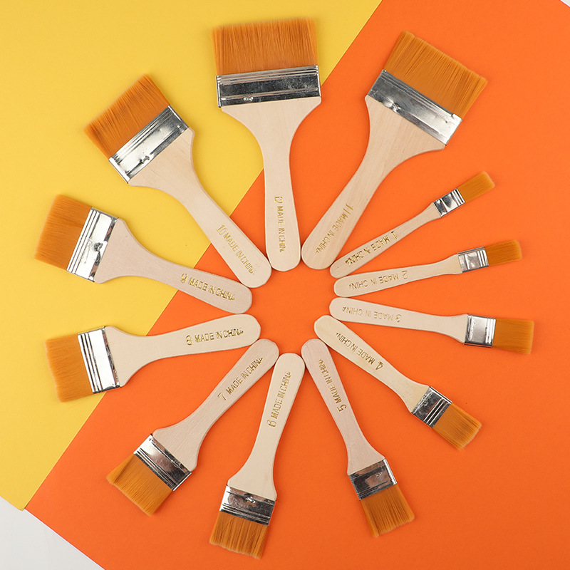 Small Nylon Bristle Wooden Painting Brush Set for Oil Painting