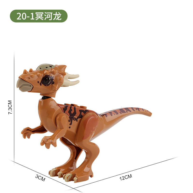 Dinosaur Building Block Set Compatible Baseplate Large and Small Pieces with Minifigure - 10