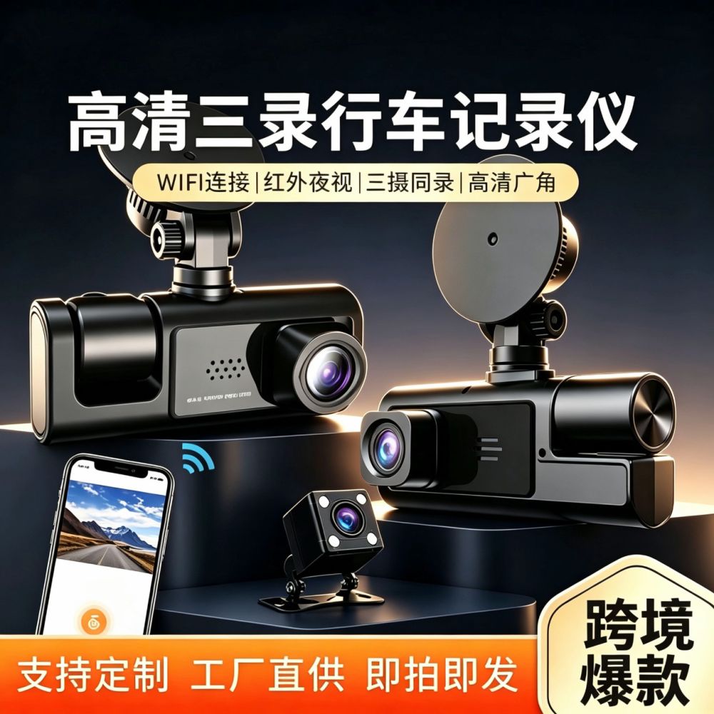 C309 3-lens dash cam, 1080P Full HD, WiFi mobile - 1