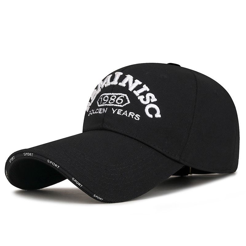 Baseballkappe mit breiter steifer Krempe für Herren und Damen aus Ananasgewebe für alle vier Jahreszeiten, modische vielseitige 3D-Stickerei 1986 Entenschnabel-Kappe - 8