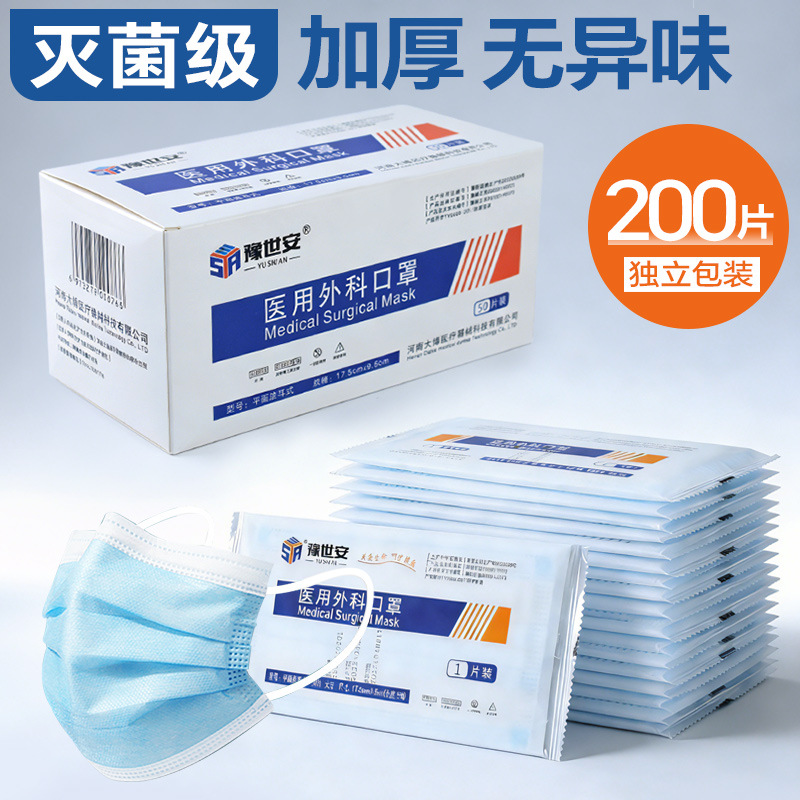 Disposable Surgical Face Mask, Three-Layer, Medical Grade, Individually Packed
