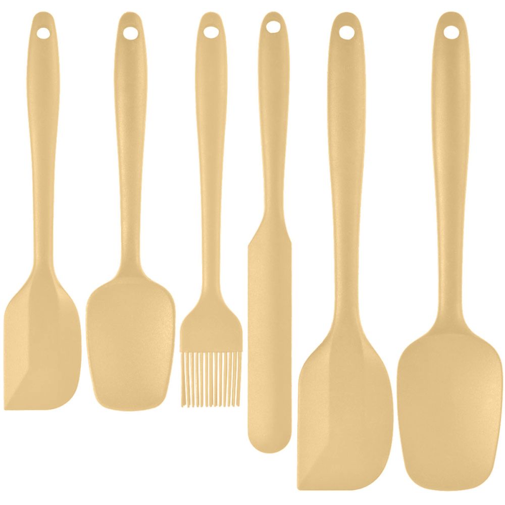 Yüksek Sıcaklık Dirençli Silikon Kazıyıcı Seti 6'lı Paket Krem Tek Parça Kazıyıcı Spatula Fırça Çeşitli Boyutlarda Silikon Mutfak Aletleri - 10