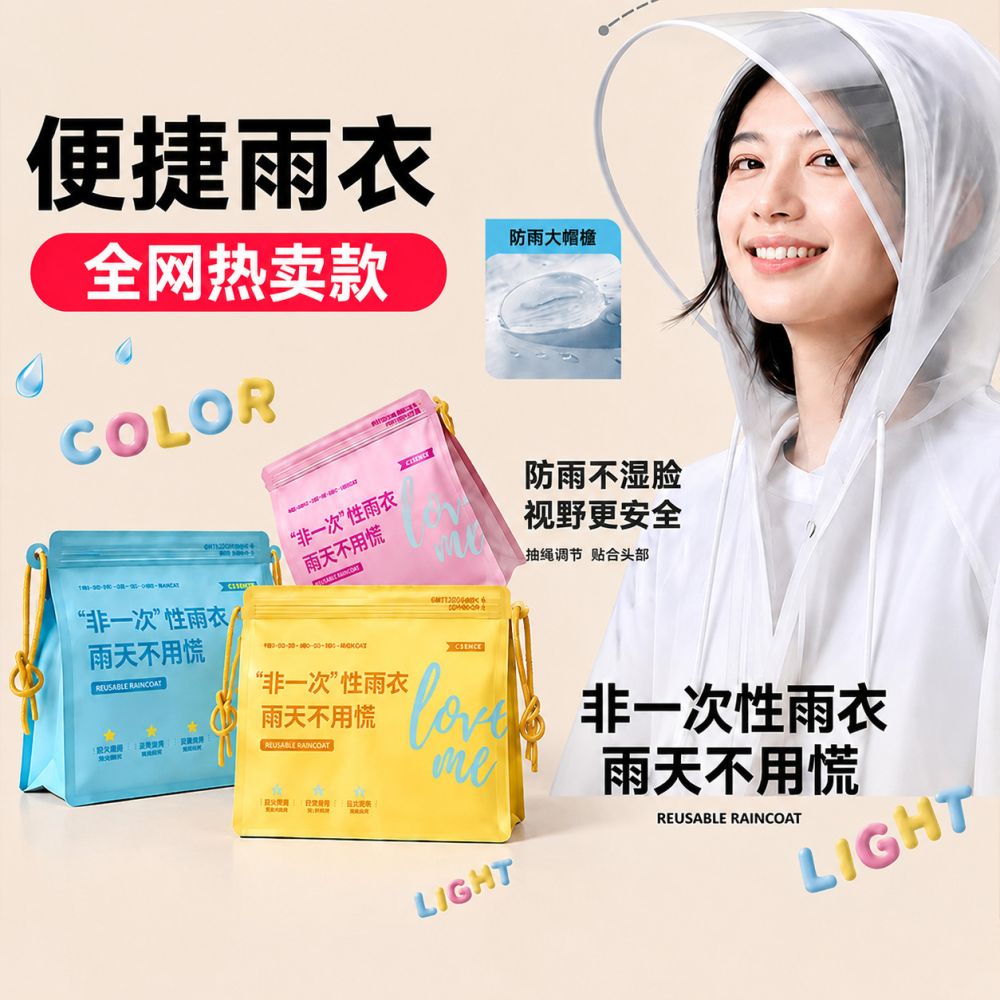 Disposable EVA rain poncho, thickened long style - 1