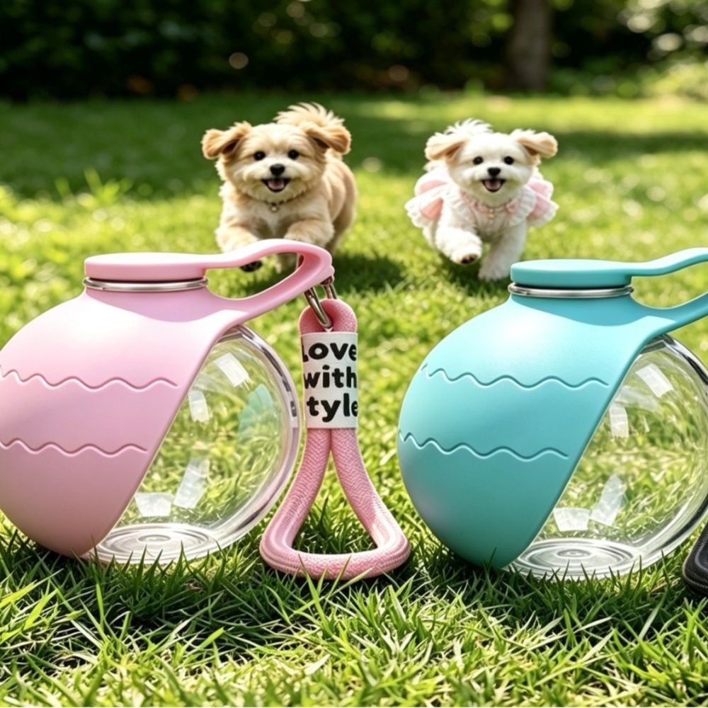 Cross-border Pet Supplies Dog Outdoor Portable Water Bottle Stainless Steel Hook Ball-Shaped Reflux Foldable Drinking Water Dispenser