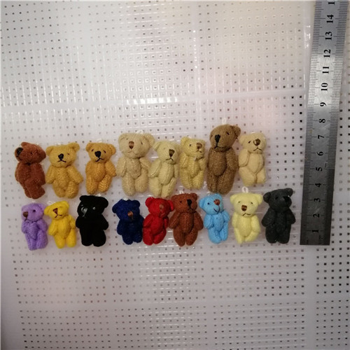 Mini peluş ayı, 3.5-4.5 cm, eklemli, siyah/beyaz