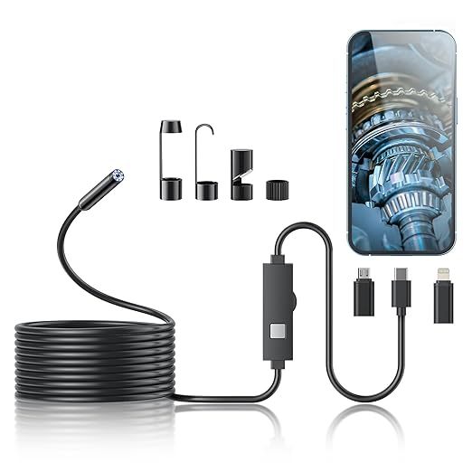 Endüstriyel boroskop kamera, HD, su borusu ve oto onarımı, Android/Apple uyumlu - 1