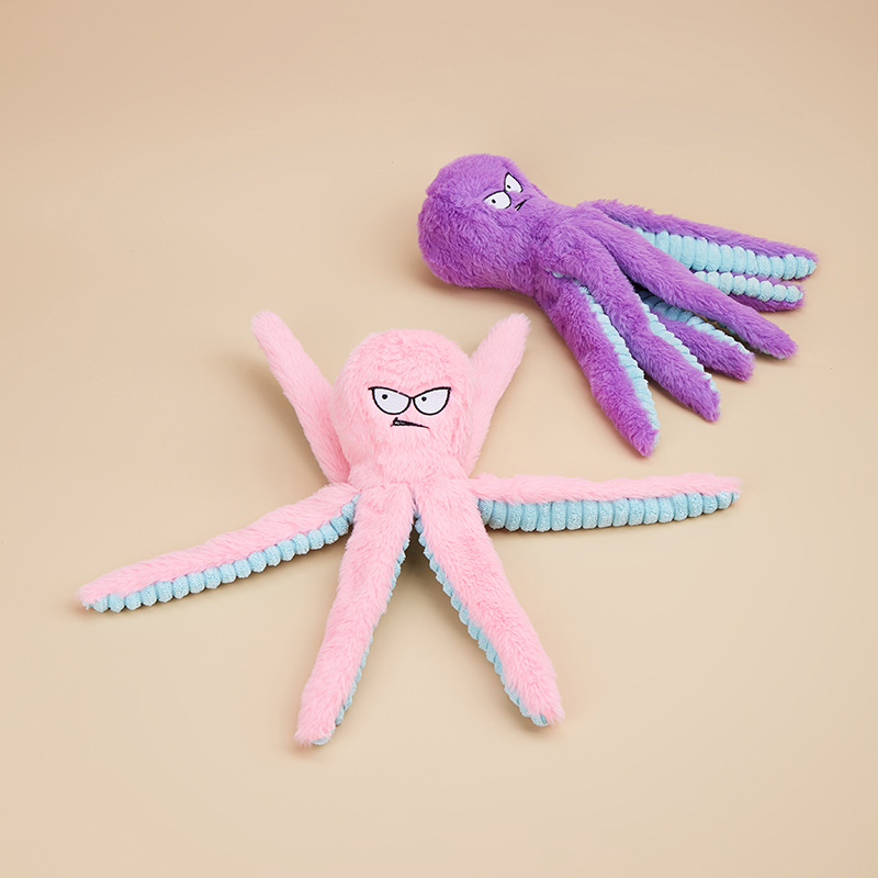 Shiba Inu Plush Octopus Interactive Squeaky Dog Toy, Durable Chew-Resistant Paper Crinkle Cross-Border Pet Toy