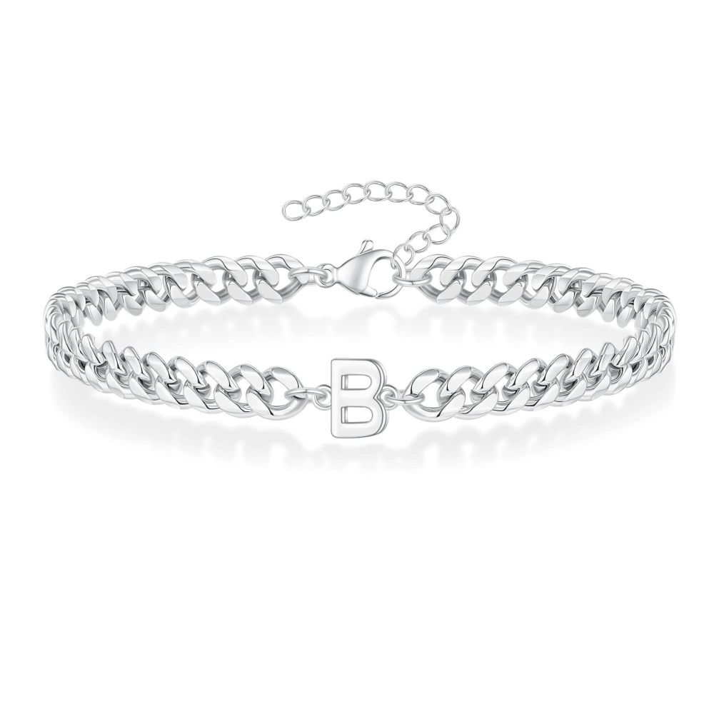 Amazon Bestseller 26 Buchstaben Initialen Herrenarmband Edelstahl nicht verblassend Paar Kubanische Gliederkette Armband Schmuck