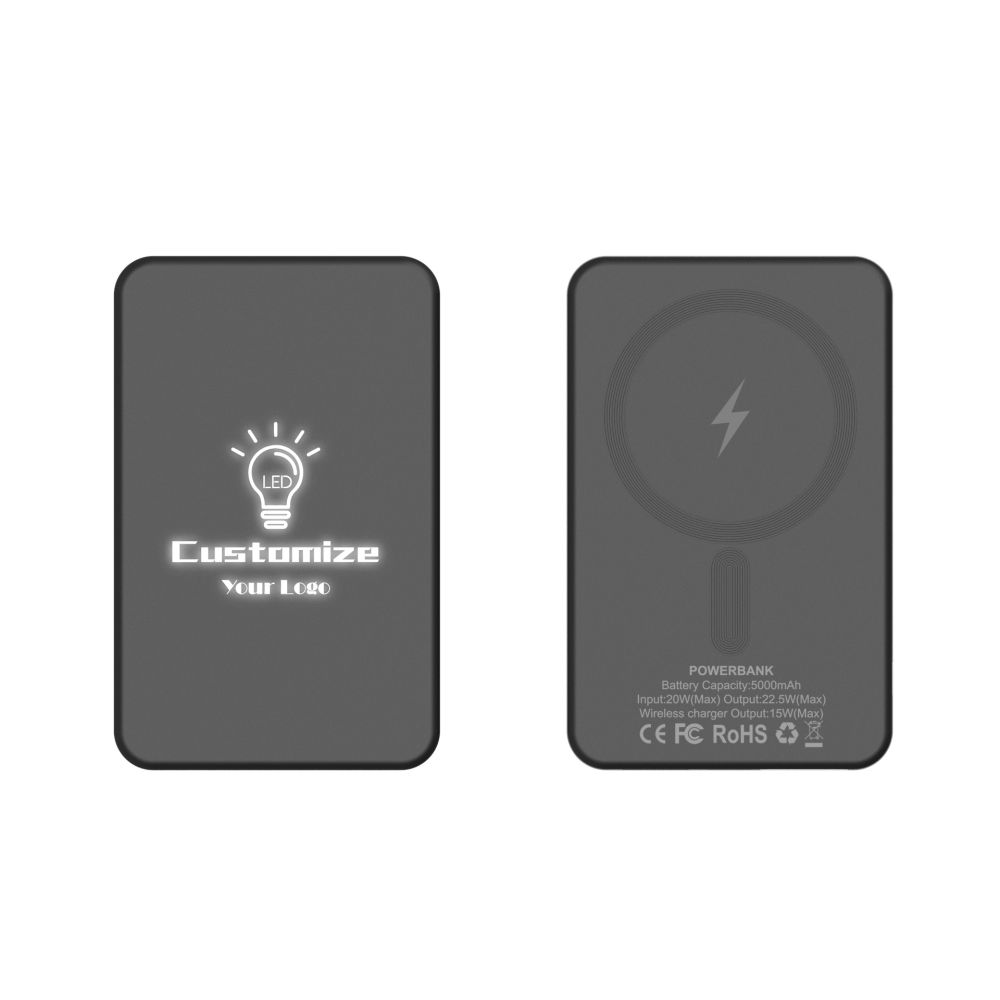 LED ışıklı Magsafe manyetik kablosuz hızlı şarj mobil güç kaynağı arka ışık ışıklı 15W kablosuz hızlı şarj güç bankası