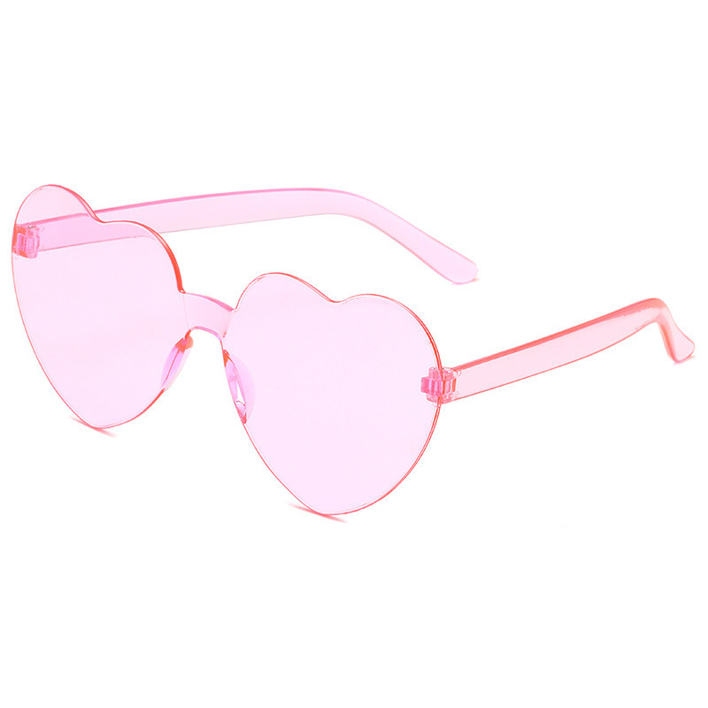 2026 Love SUNGLASSES çerçevesiz kalp şeklinde tek parça güneş gözlüğü renkli şeftali kalp tek parça güneş gözlüğü - 10