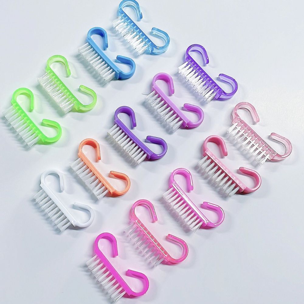 Colorful Manicure Plastic Brush Set with Calf Horn and Dust Brush - 1