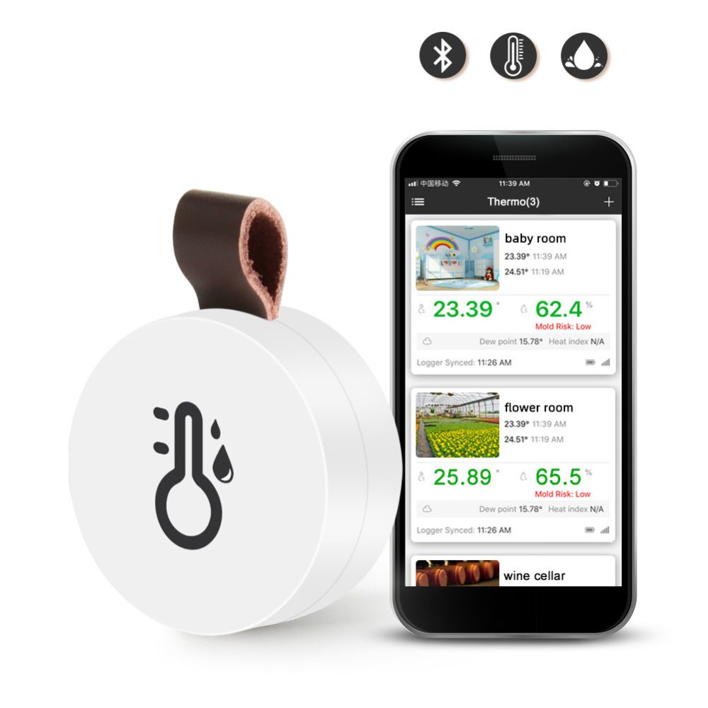 Bluetooth 5.0 mini sıcaklık nem ölçer, veri kayıtlı, uygulamalı - 1