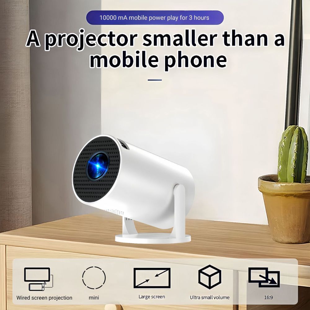 HY200 taşınabilir mini projektör 1080P 4K destekli akıllı ev