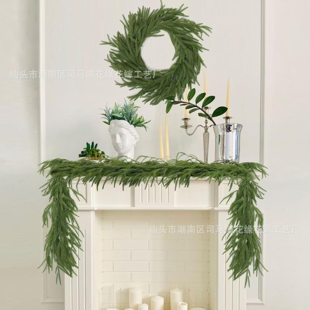 Yapay rattan Norfolk çamı duvar dekoru, Noel süsü