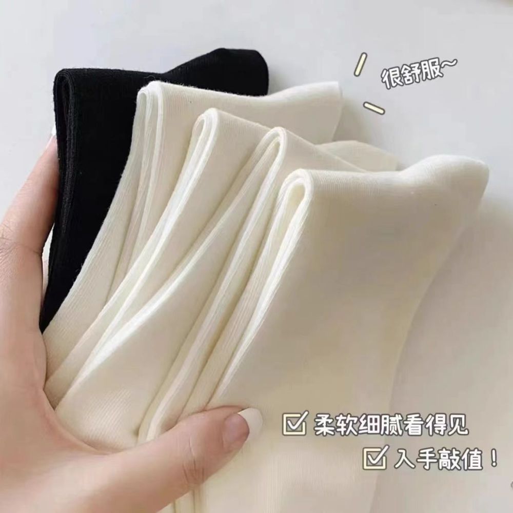 TikTok-Stil weiße nahtlose Socken für Damen, Mittelbein-Socken für alle vier Jahreszeiten, japanischer College-Stil, einfache, modische Slouch-Socken. - 5
