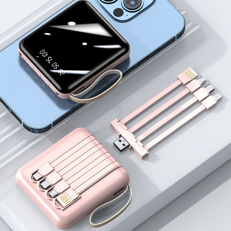 Großhandel Mini-Powerbank mit 3C-Zertifizierung 20000 mAh mit integriertem Kabel große Kapazität Mobiler Akku grenzüberschreitendes Mitbringsel - 10