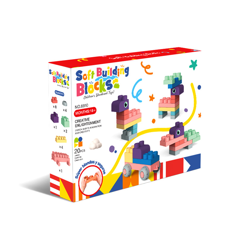 Soft Rubber Baby Building Blocks for 0-1 Year Olds, Large Pieces, Teething Toy - 7