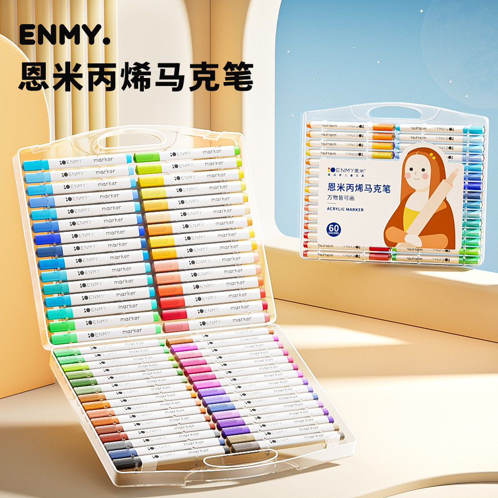 Enmi Acrylic Felt-Tip Pen Set for Kids and Students, Opaque Water-Based