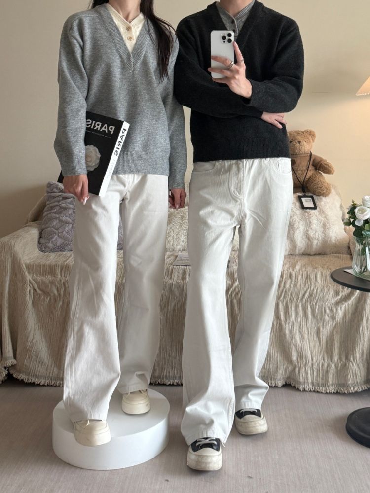 Faux Two-Piece V-Neck Sweater Men Autumn Winter Old Money Style High-End American Retro Teen Lazy Casual Knitted Sweater