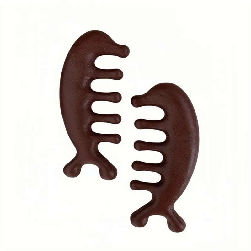 Five-tooth massage comb for head meridian massage, scalp therapy massage for men and women, gua sha scalp cleansing dolphin massage comb.