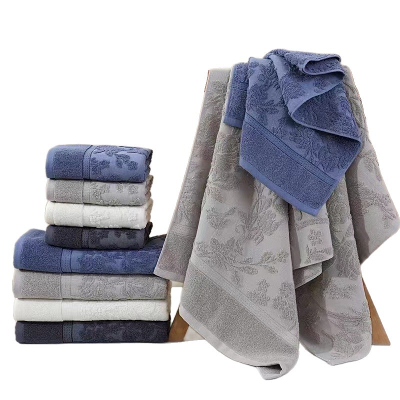 Pure Cotton Jacquard Bath Towel Set, 50×90/70×140 cm