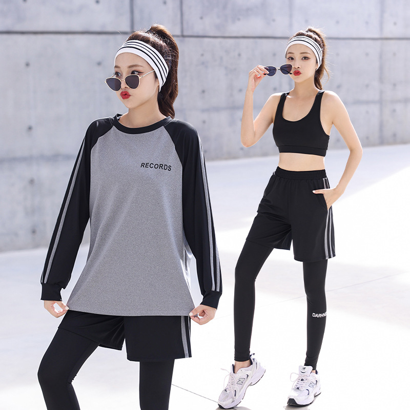 Women's Yoga Set, Long Sleeve, Loose Fit, Color-Block